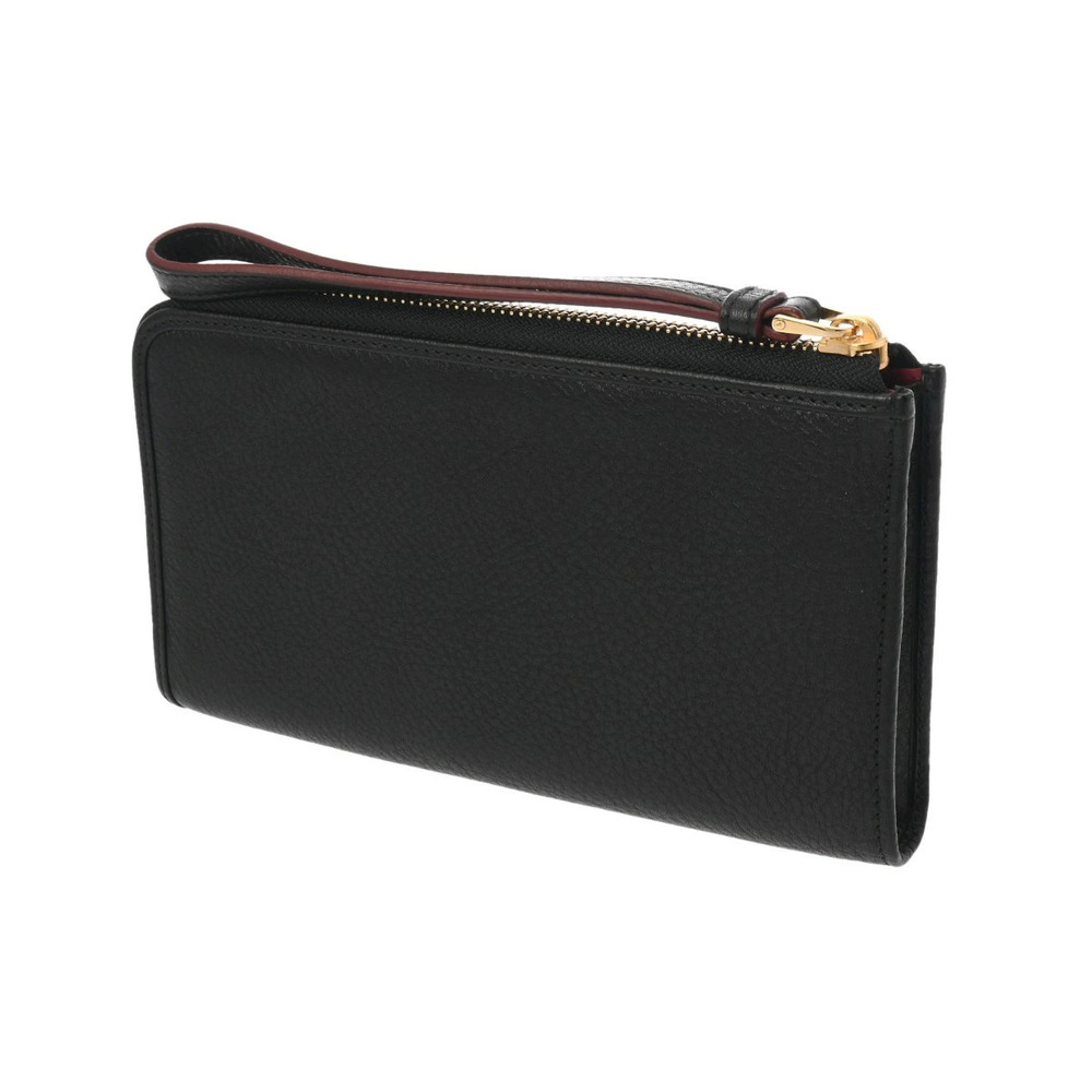 Loewe wallet long black leather zipper Black